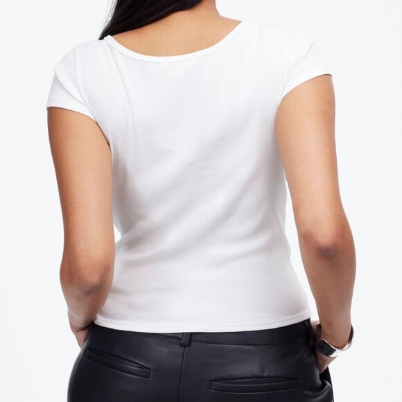 Madewell (Re)generative Cotton Ribbed Cap-Sleeve Tee Size Medium - Picture 2 of 10